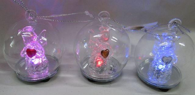 Sfera di Natale luminosa in vetro con Angelo e Led