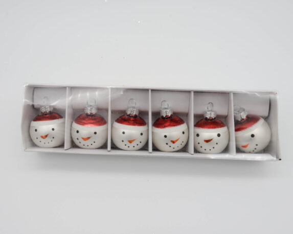 Box 6 Pallina di Natale in vetro con Pupazzo di neve