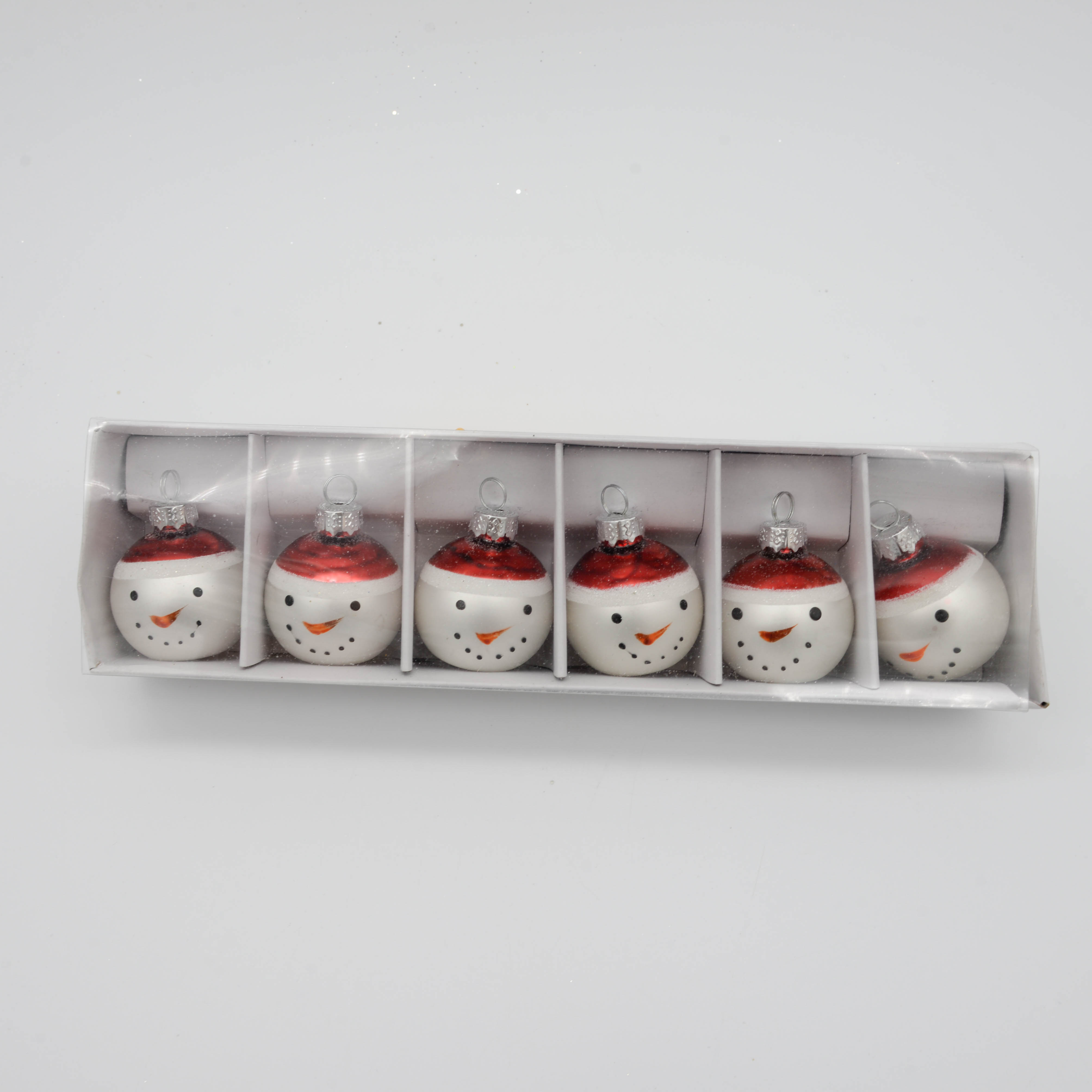 Box 6 Pallina di Natale in vetro con Pupazzo di neve