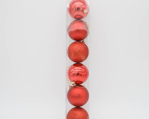 Box 6 Pz Sfere di natale di colore rosso