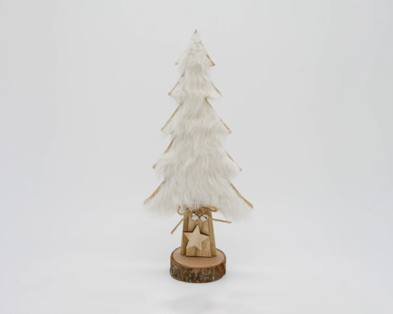 Decorazione in legno a forma di Albero di natale innevato