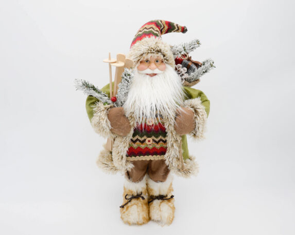 Decorazione Natalizia Babbo Natale In Plastica E Vestiti Scozzesi In Tessuto