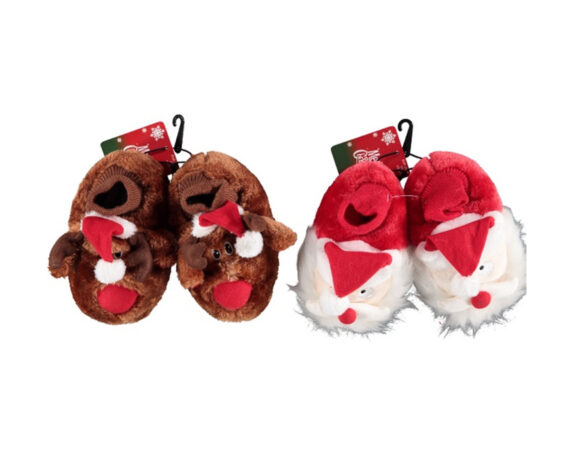 2 Pz Pantofole Invernali Morbide E Calde Di Natale A Forma Di Renna E Babbo Natale
