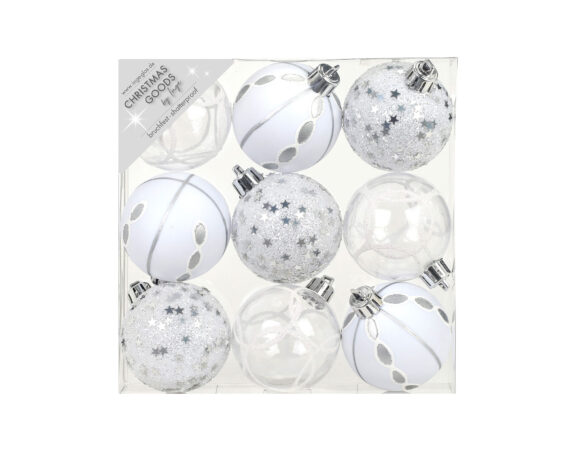 Box 9 Pz Sfere di natale di colore bianco