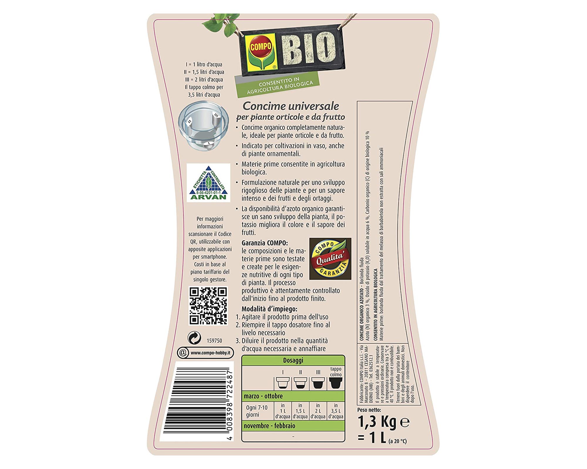 Concime Liquido per piante da orto e da frutto BIO - Cifo - immagine 3