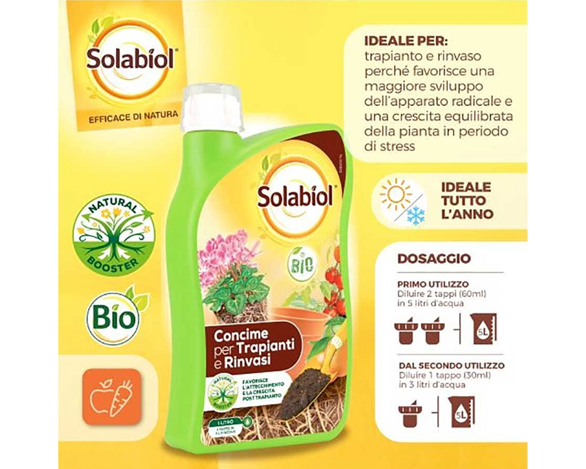 Concime Liquido Per Trapianti E Rinvasi BIO Solabiol - Bayer - immagine 2