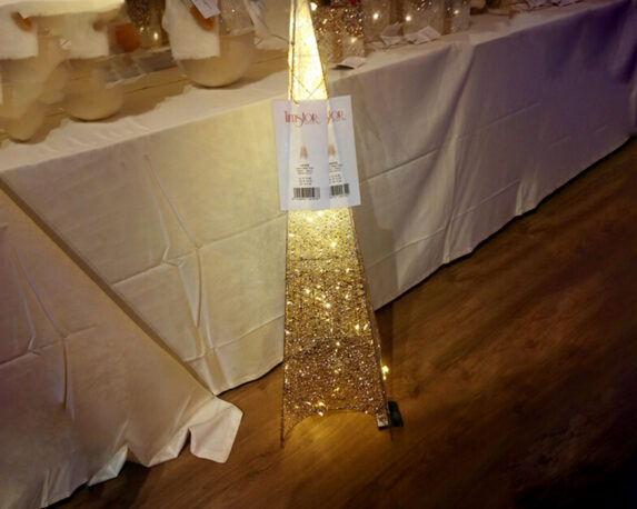 Decorazioni luminose Cono decorativo dorato con glitter e led