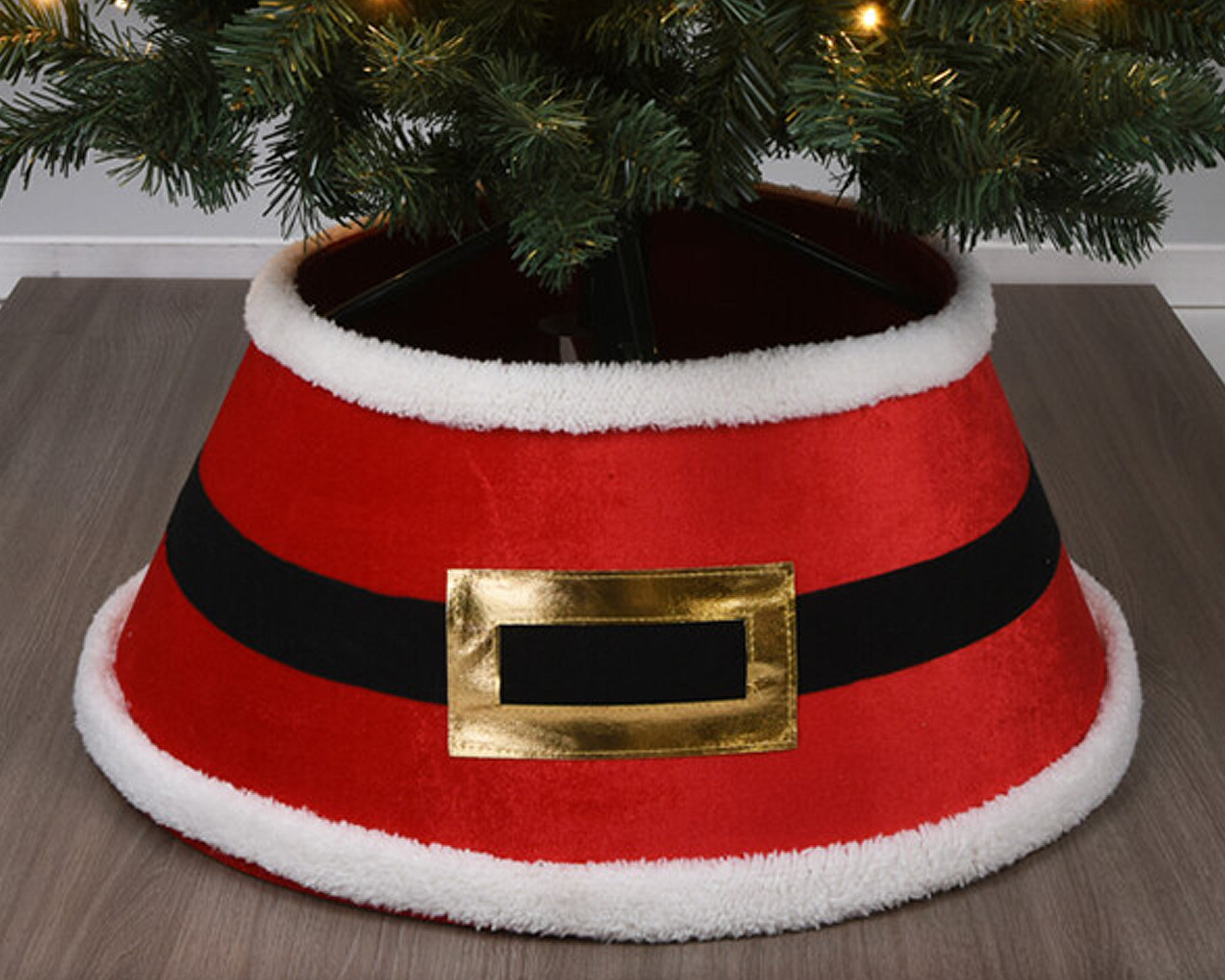 Copribase rotondo in tessuto rosso vellutato - immagine 3