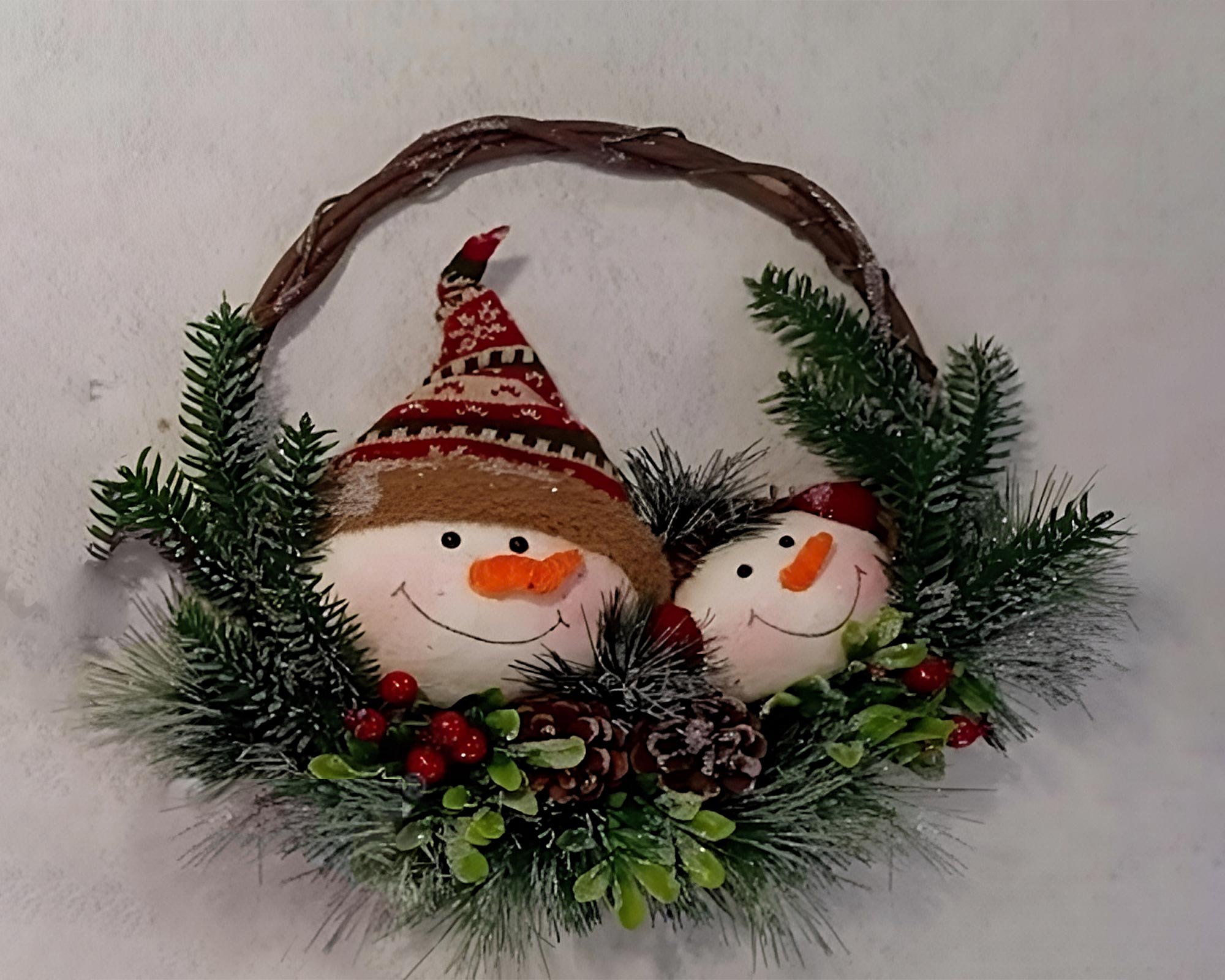 Ghirlanda natalizia in legno con Pupazzo di neve