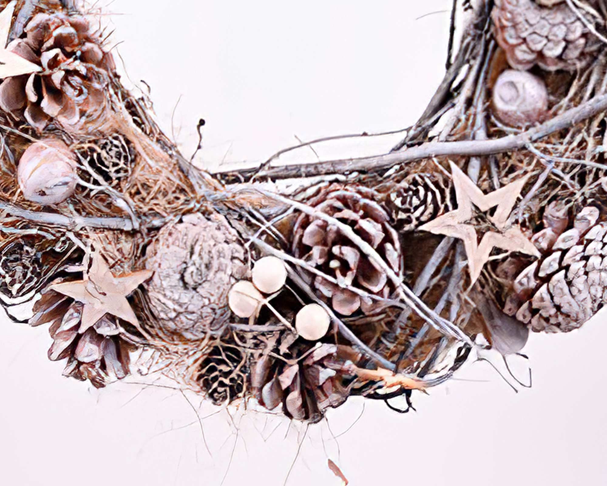 Ghirlanda natalizia con stelle, pigne, sfere e foglie di pino - immagine 2