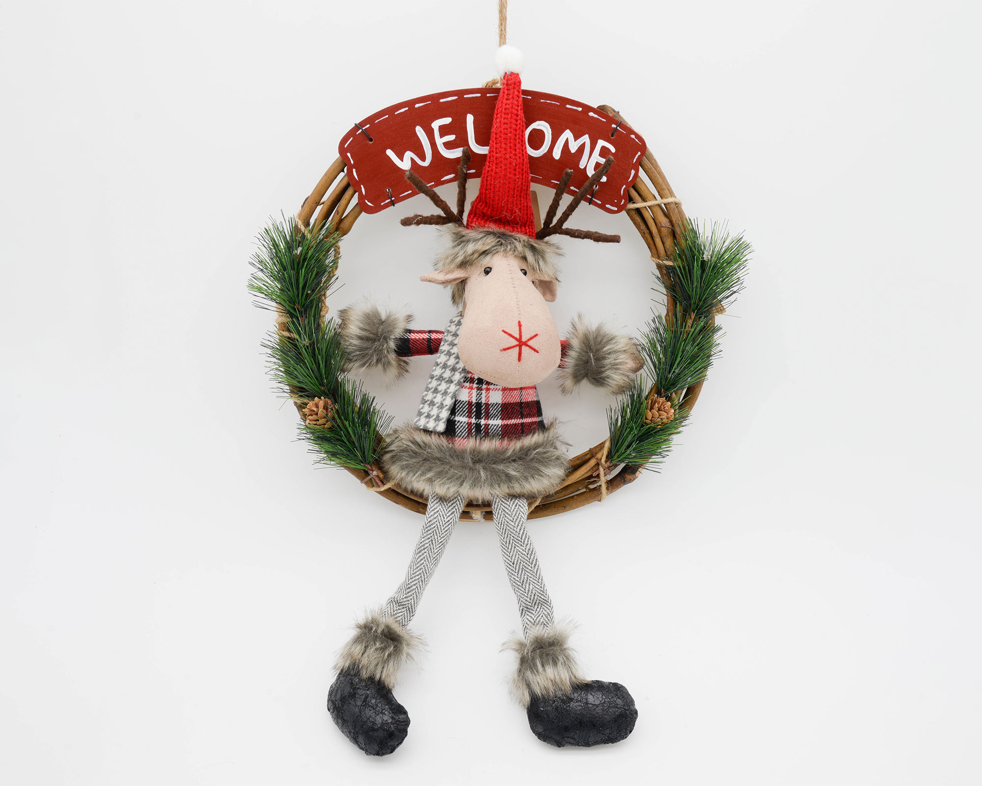 Ghirlanda natalizia in legno con Renna