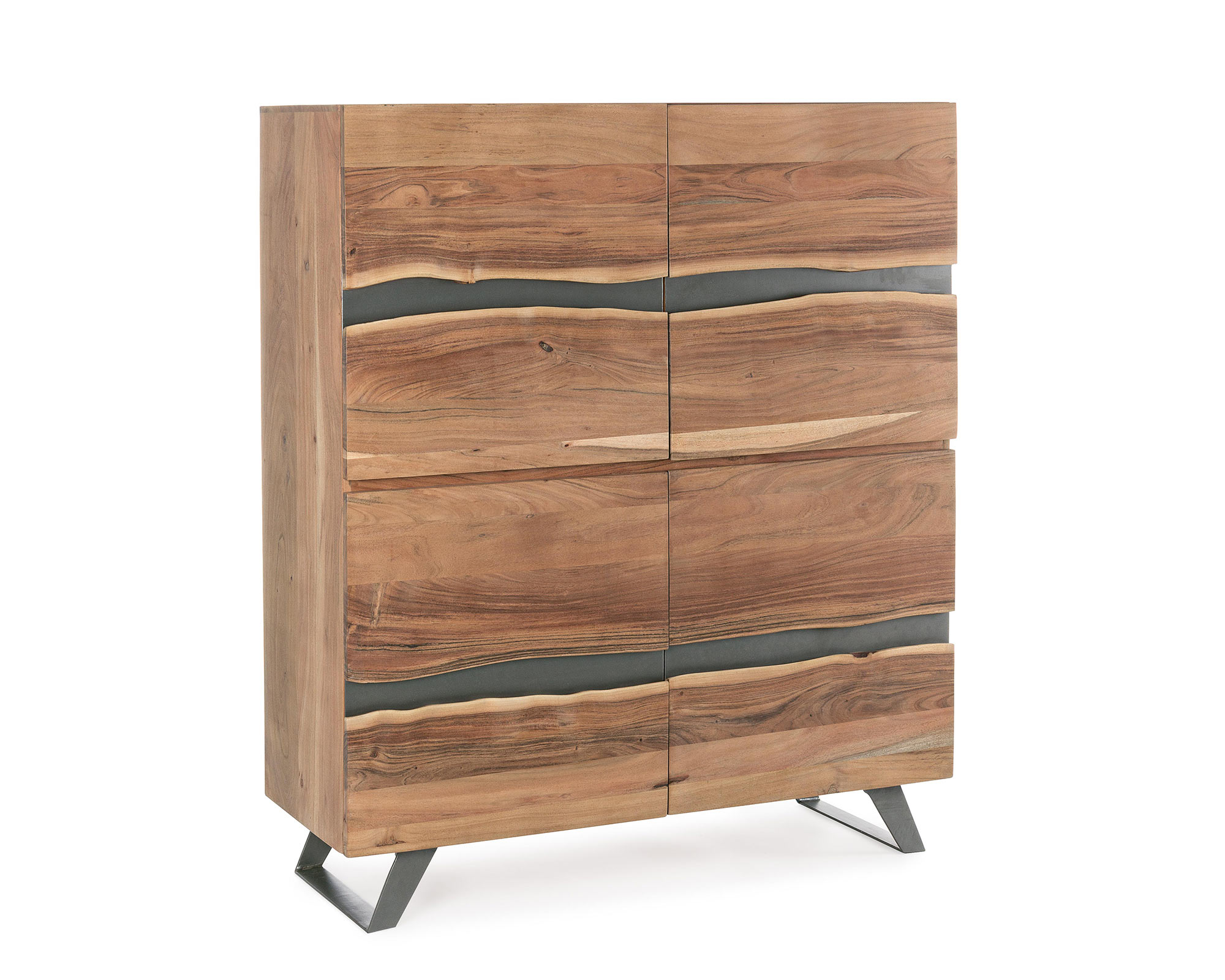 Credenza con 4 Ante Aron in Legno di Acacia e Acciaio - Bizzotto