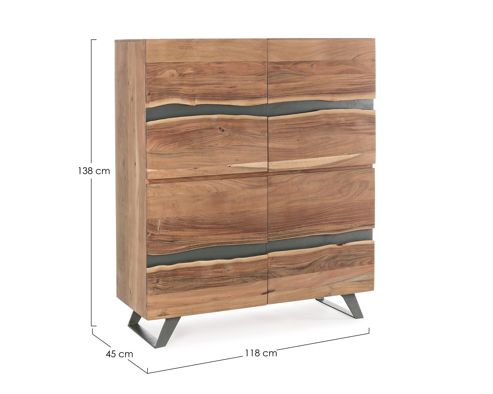 Credenza con 4 Ante Aron in Legno di Acacia e Acciaio - Bizzotto - immagine 4