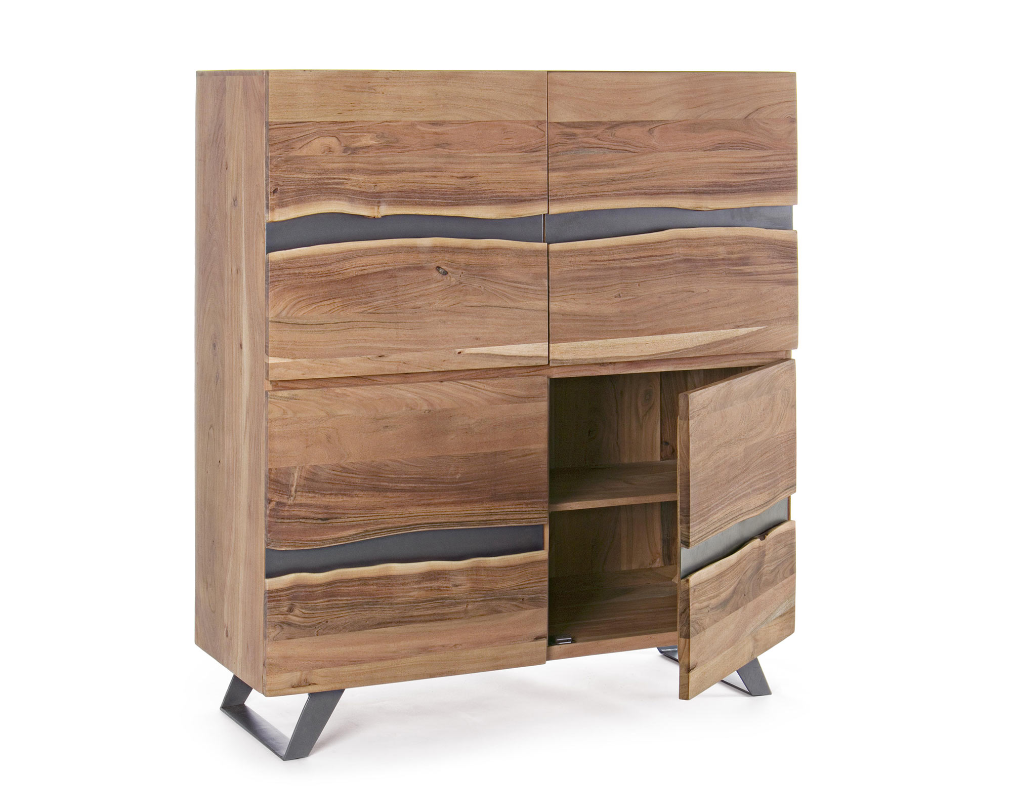Credenza con 4 Ante Aron in Legno di Acacia e Acciaio - Bizzotto - immagine 2
