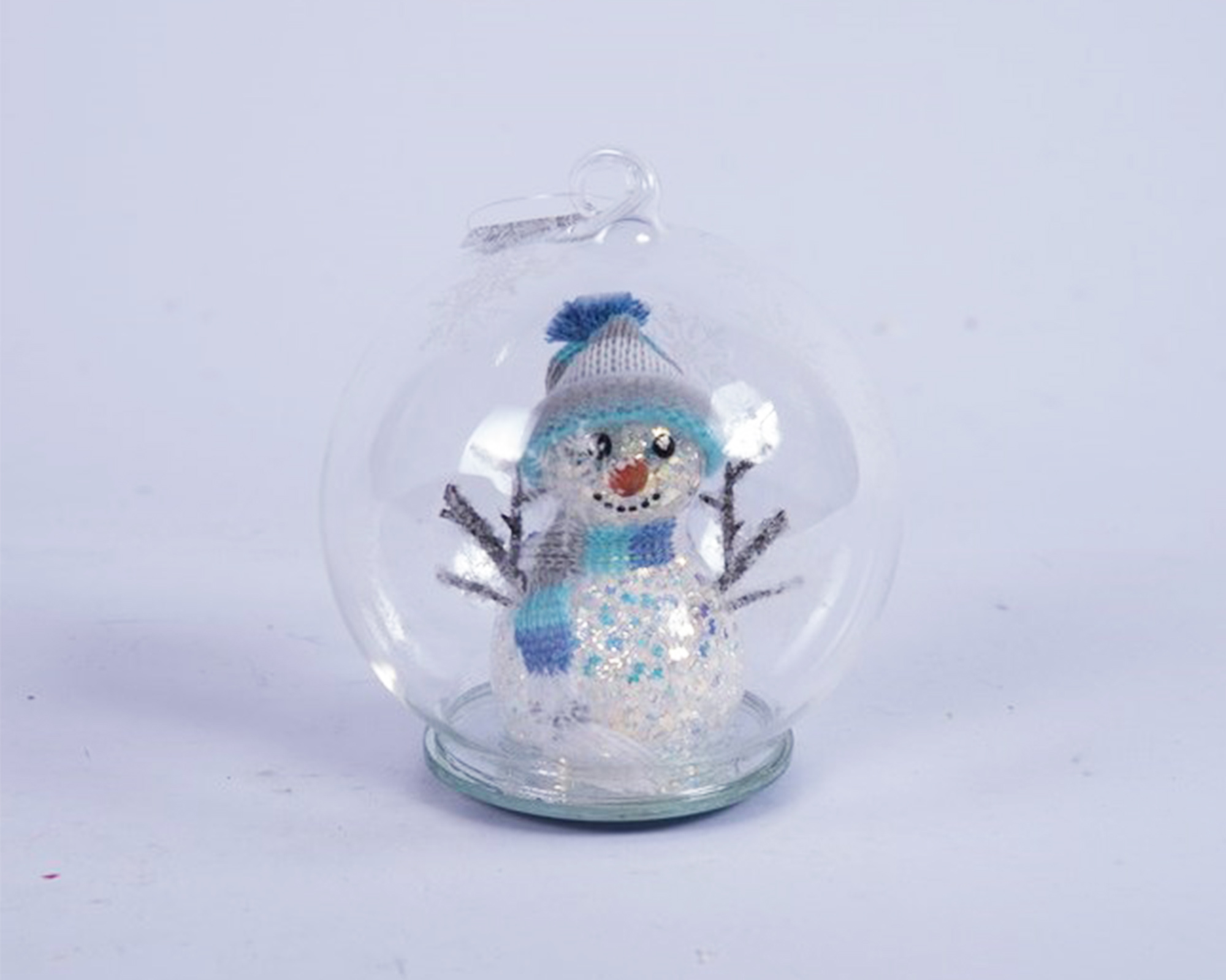 Pallina di Natale luminosa in vetro con Pupazzo di neve