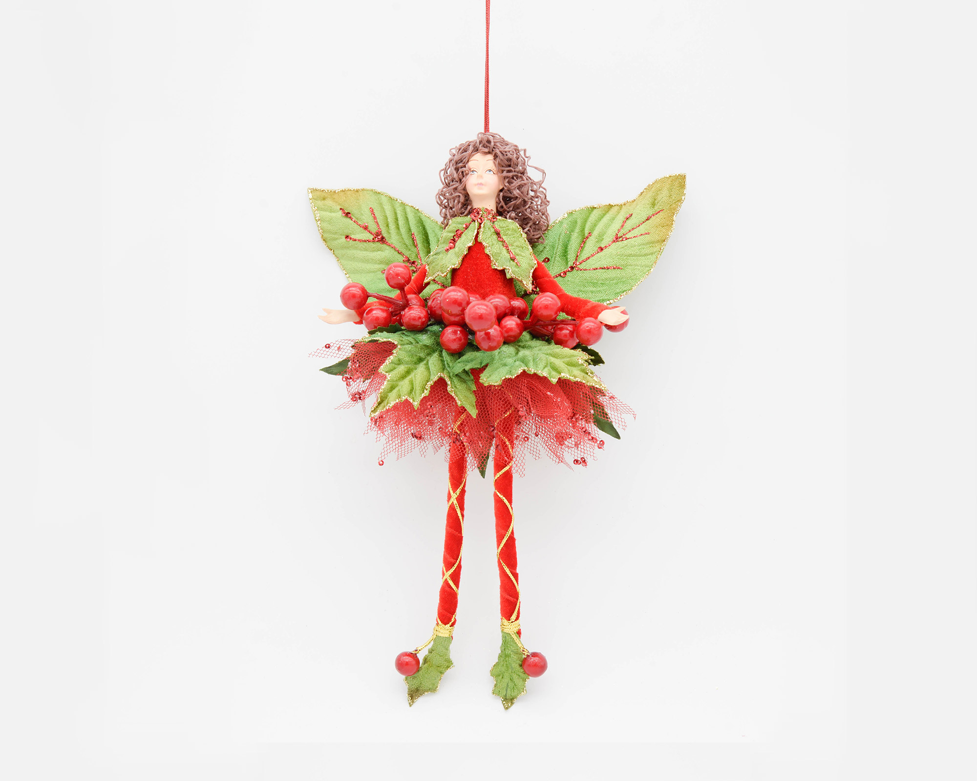 Decorazione da appendere a forma di Elfo con Agrifoglio