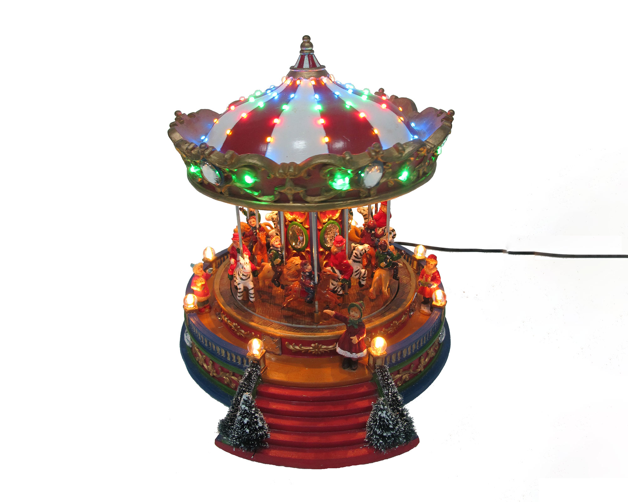 Villaggio nordico Carosello in movimento con bambini, musica e led