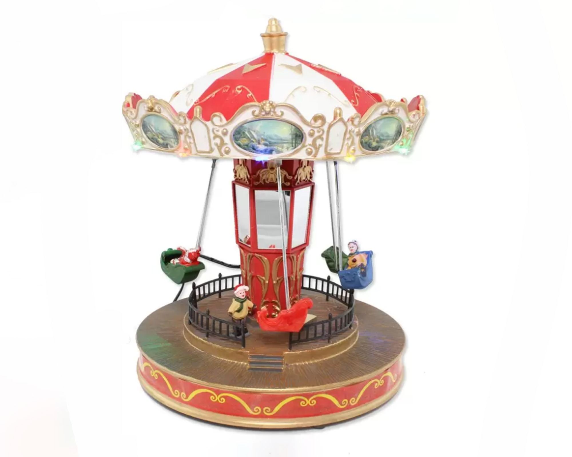 Villaggio nordico Giostra in movimento con bambini, musica e led