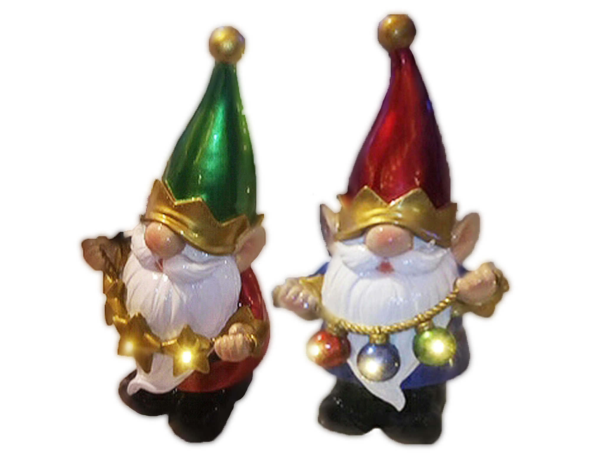 Decorazione luminose Gnomo di resina che tiene le luci di natale verde e rosso