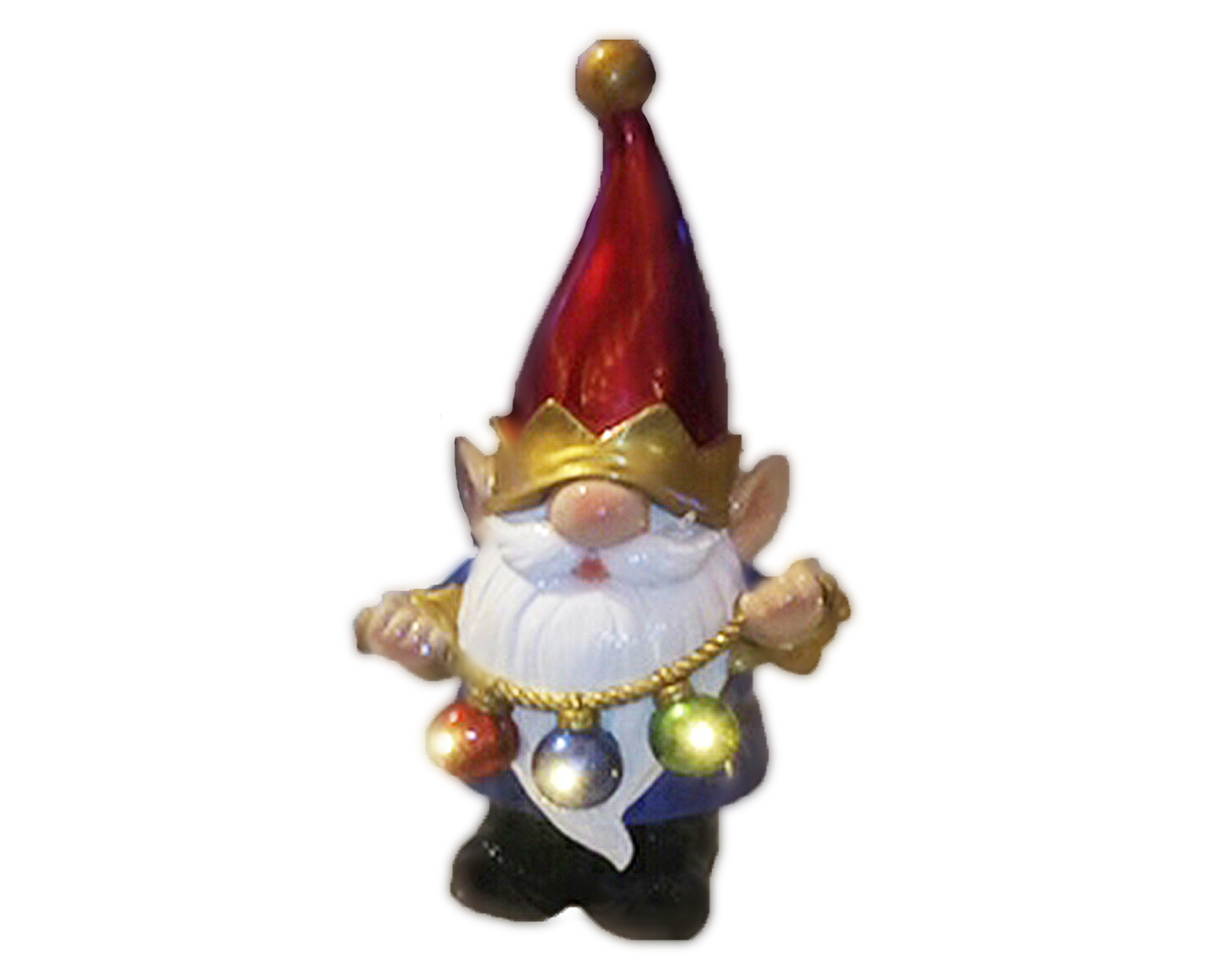 Decorazione luminose Gnomo di resina che tiene le luci di natale verde e rosso - immagine 3