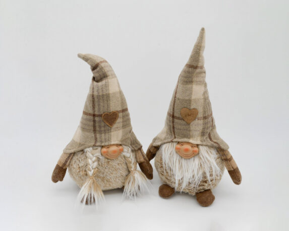 Decorazione in tessuto Gnomo di peluche natalizio beige