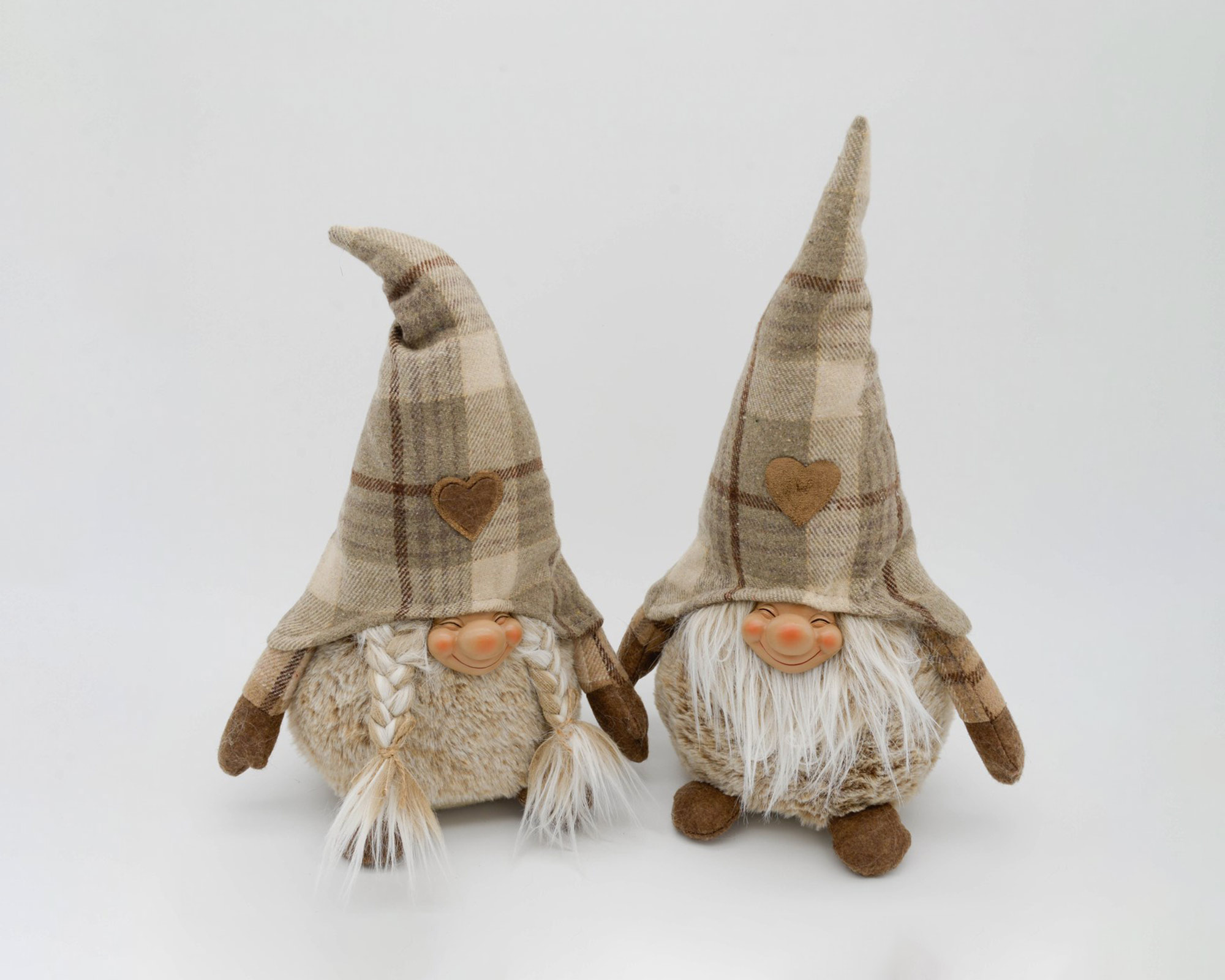 Decorazione in tessuto Gnomo di peluche natalizio beige