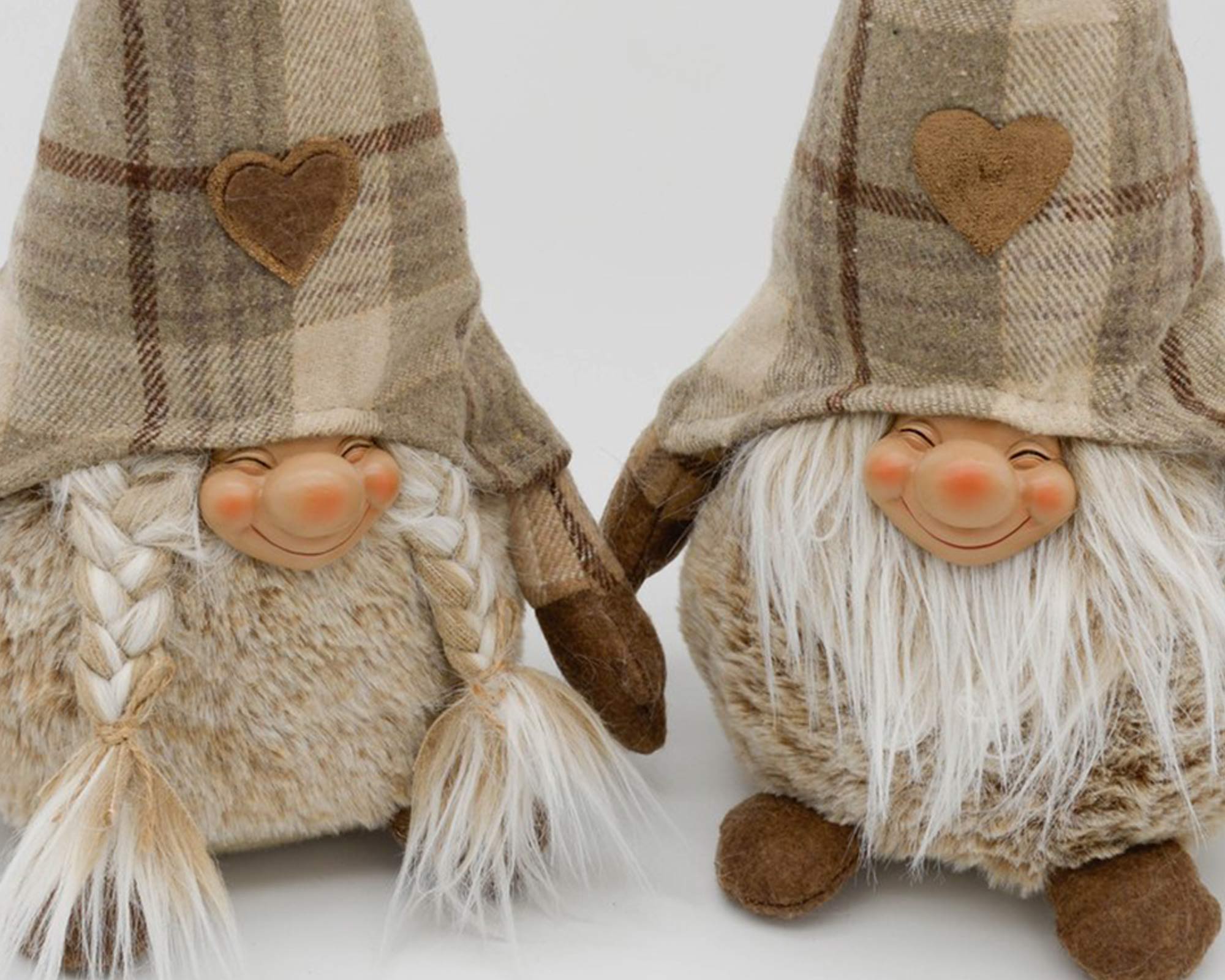 Decorazione in tessuto Gnomo di peluche natalizio beige - immagine 2