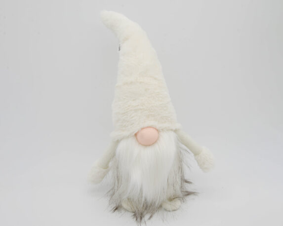 Decorazione in tessuto Gnomo di peluche natalizio bianco