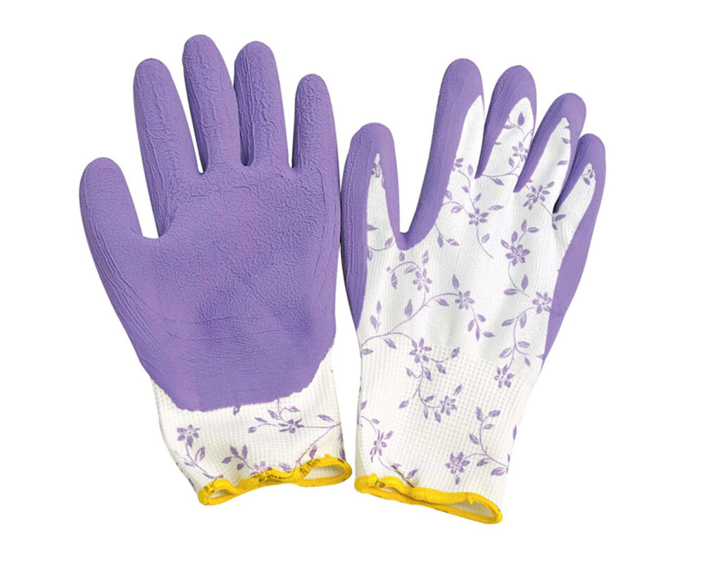 Siena Garden Guanti Da Giardinaggio Flower Basic – Nylon Con Palmo In Lattice, Taglia 8 (M), Colore Lilla - 2