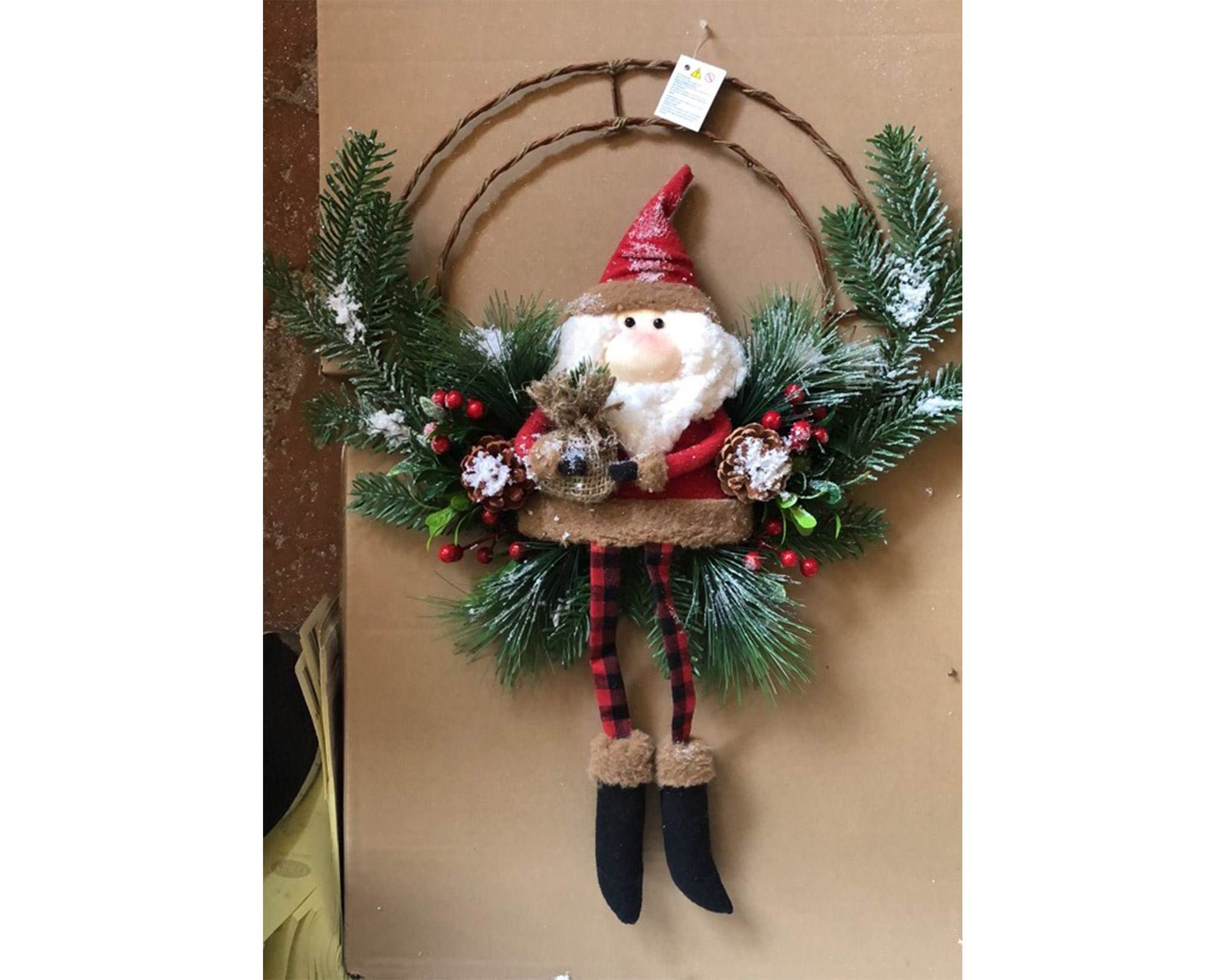 Ghirlanda natalizia in legno con Babbo Natale