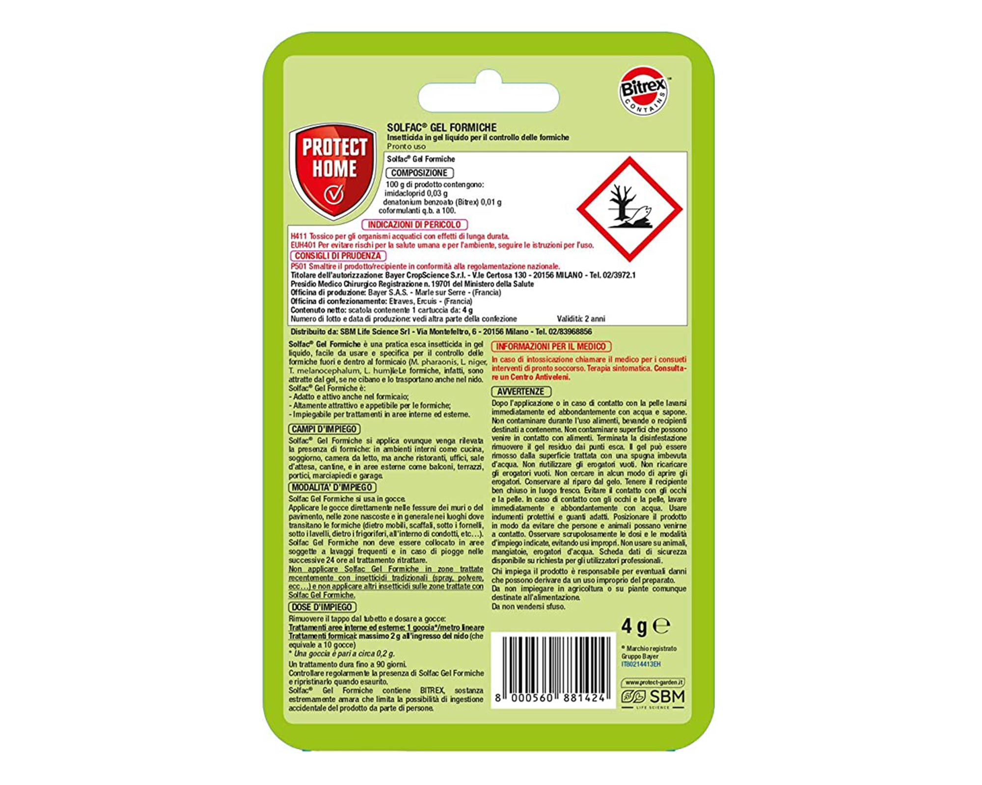 Prontouso Insetticida Esca Per Formiche Solfac Gel Protect Home - Bayer - immagine 2