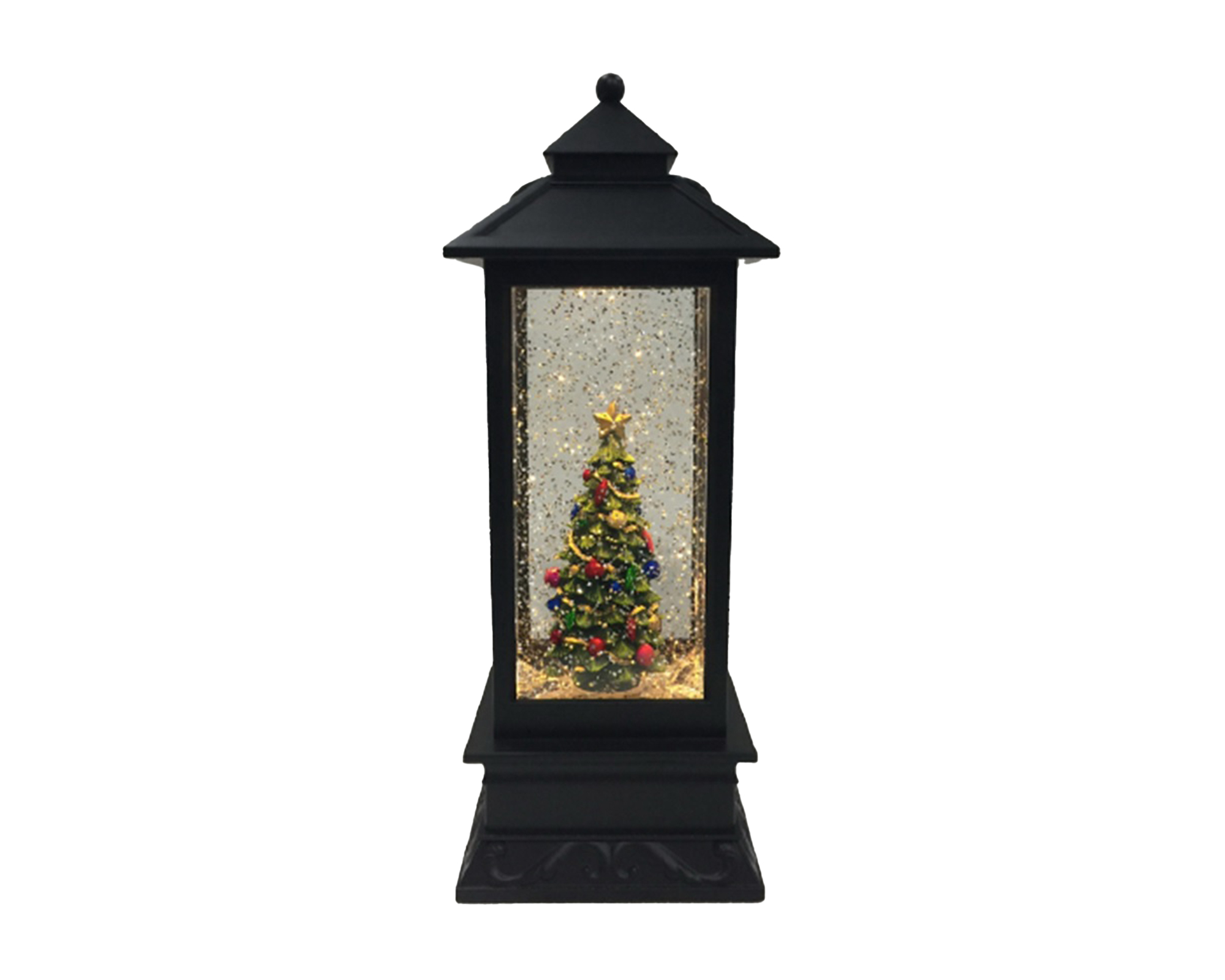 Palla di neve a forma di Lanterna con Albero di natale e led