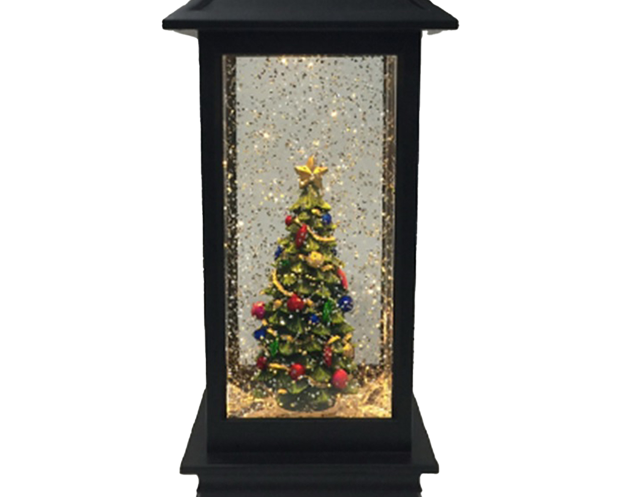 Palla di neve a forma di Lanterna con Albero di natale e led - immagine 2