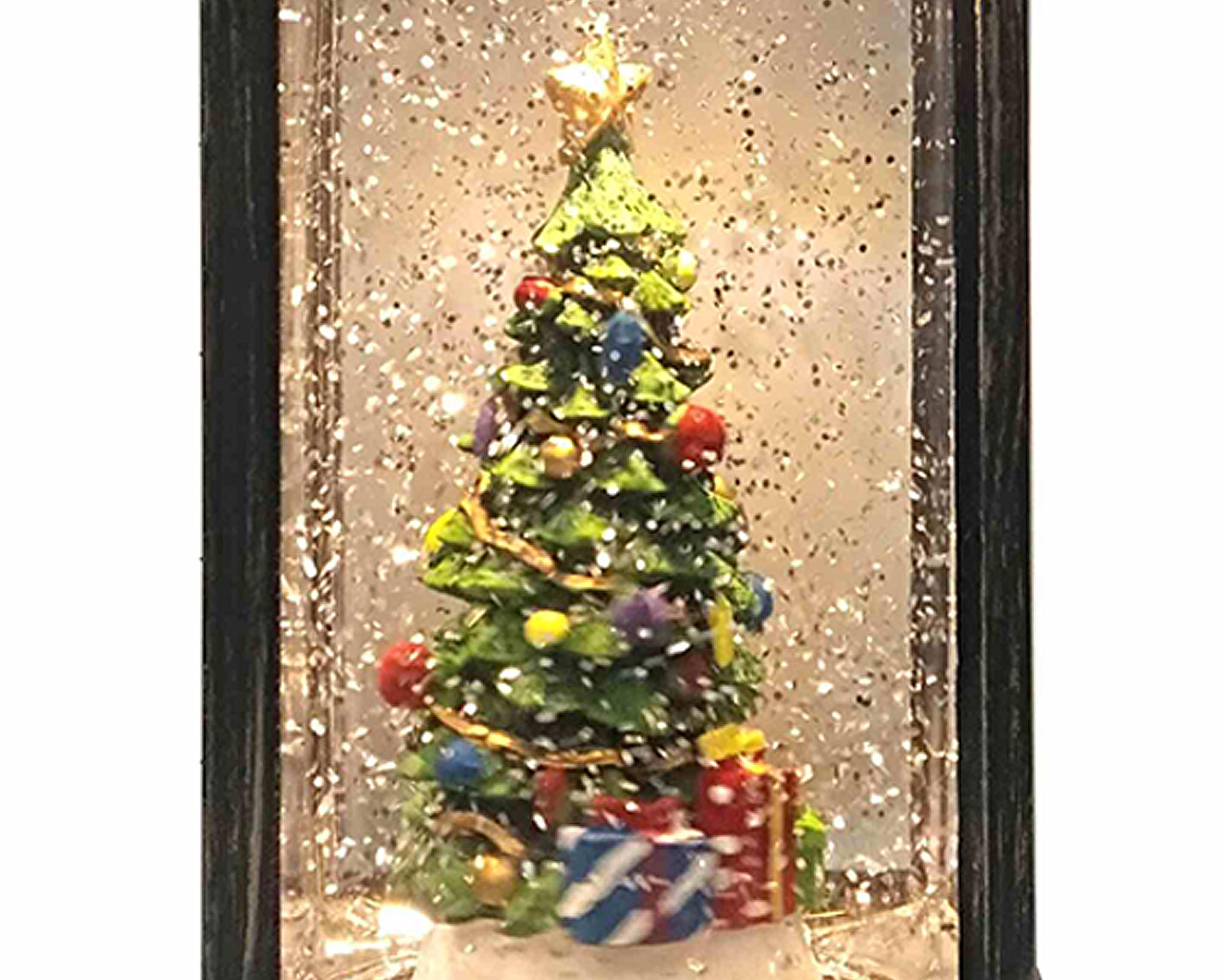 Palla di neve a forma di Lanterna con Albero di natale e led - immagine 2