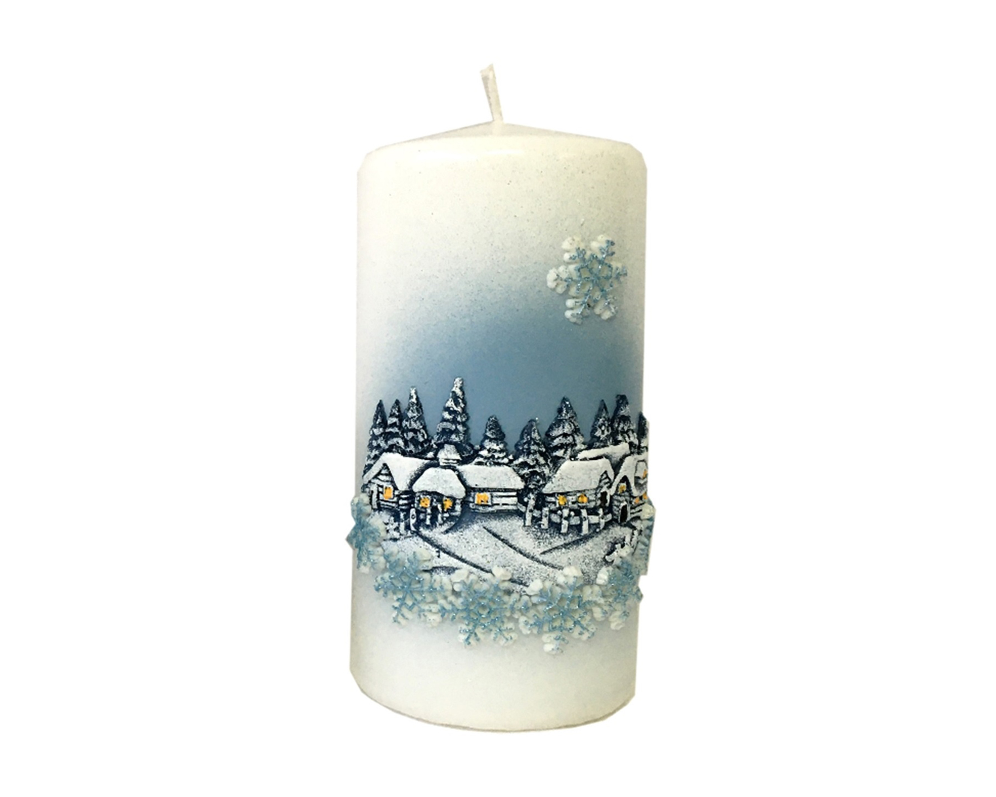 Portacandele con renne e paesaggio disegnato sopra