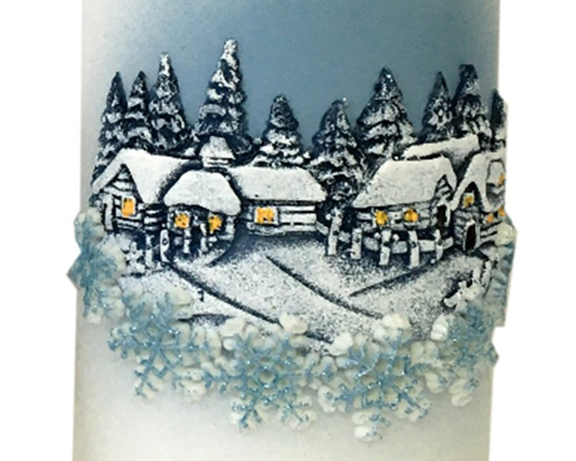 Portacandele con renne e paesaggio disegnato sopra - immagine 2