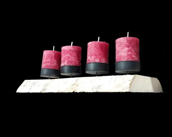 Portacandele in legno e metallo