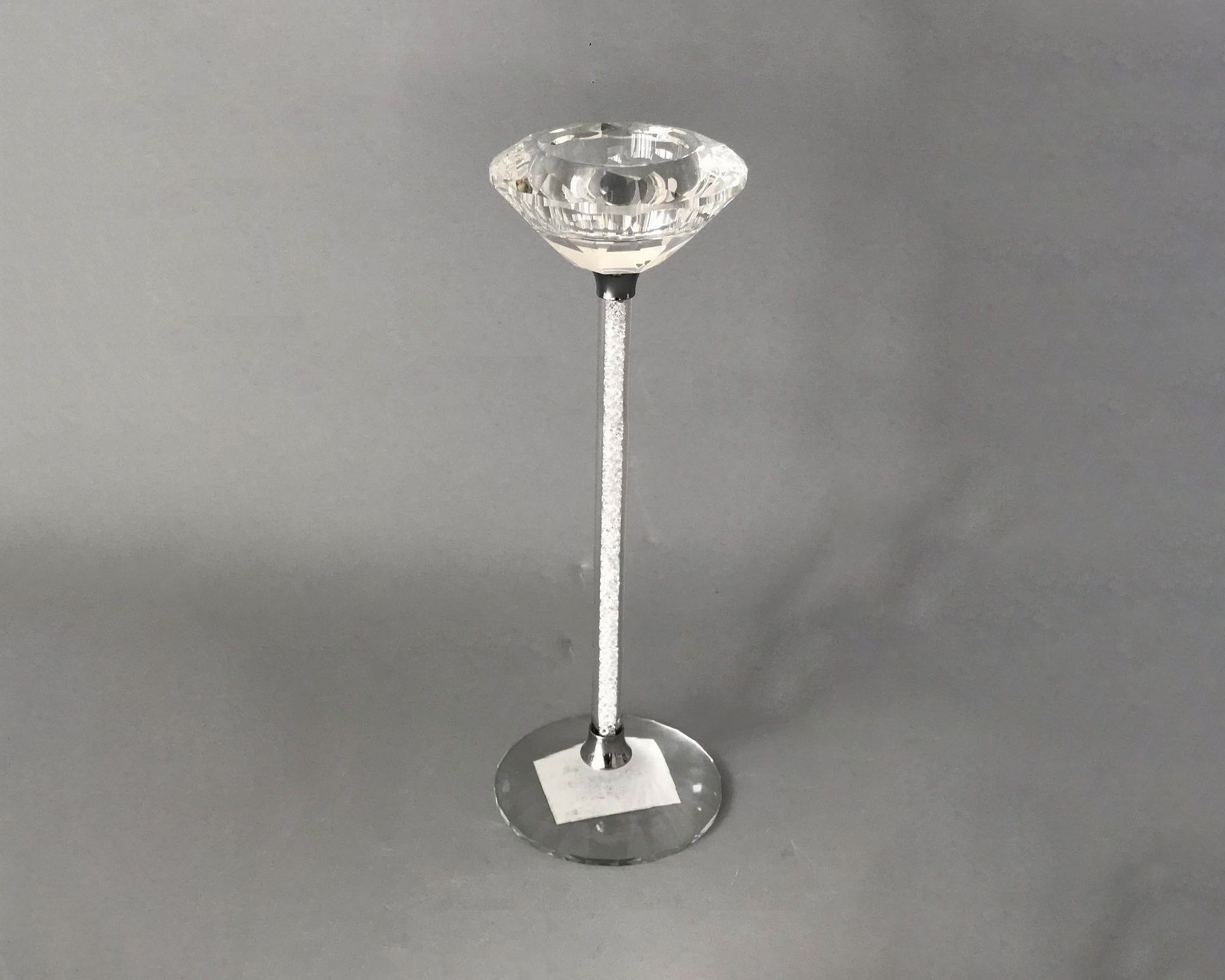 Candelabro Trasparente a Forma di Diamante in Vetro
