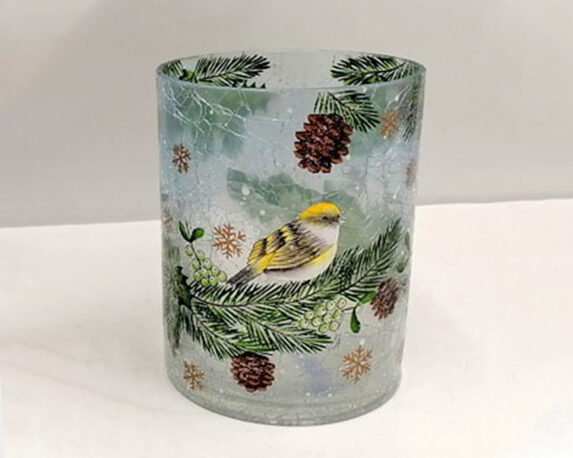 Portacandele con paesaggio disegnato sopra