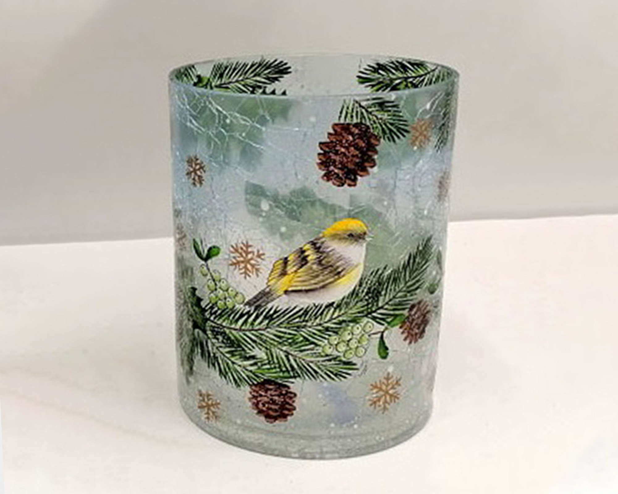 Portacandele con paesaggio disegnato sopra