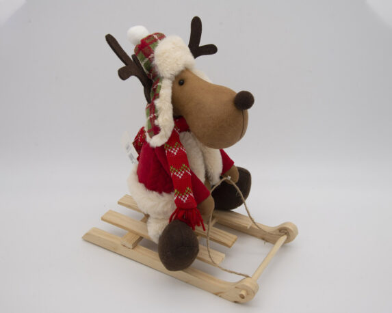 Decorazione in tessuto Renna di peluche natalizio con sciarpa e cappello