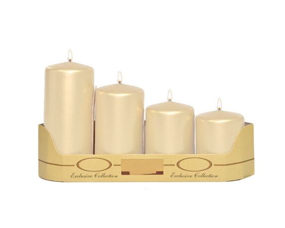 4 Pz Set Candele del Avvento di colore Avorio