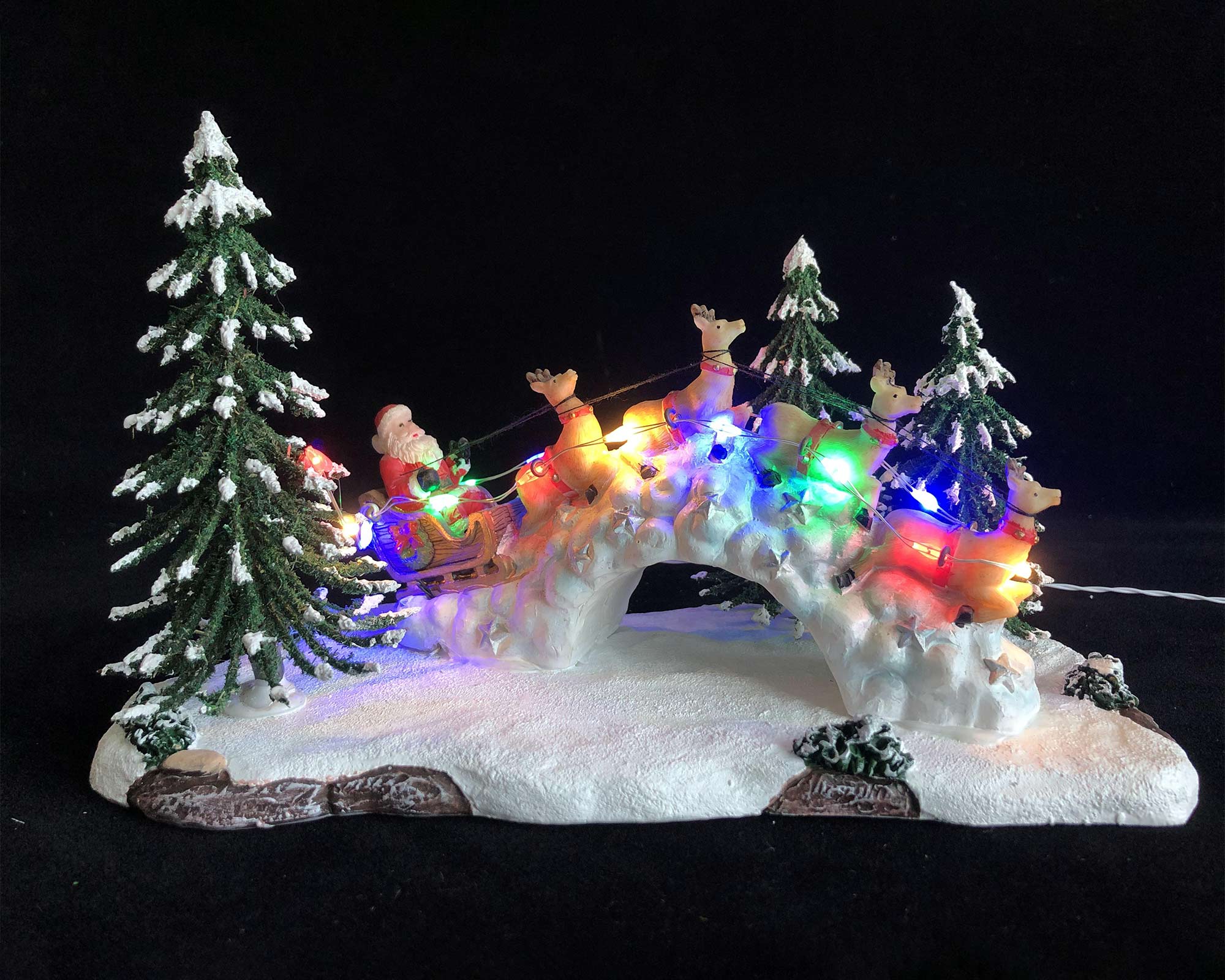 Decorazione natalizia Babbo natale sulla slitta con le sue renne con led