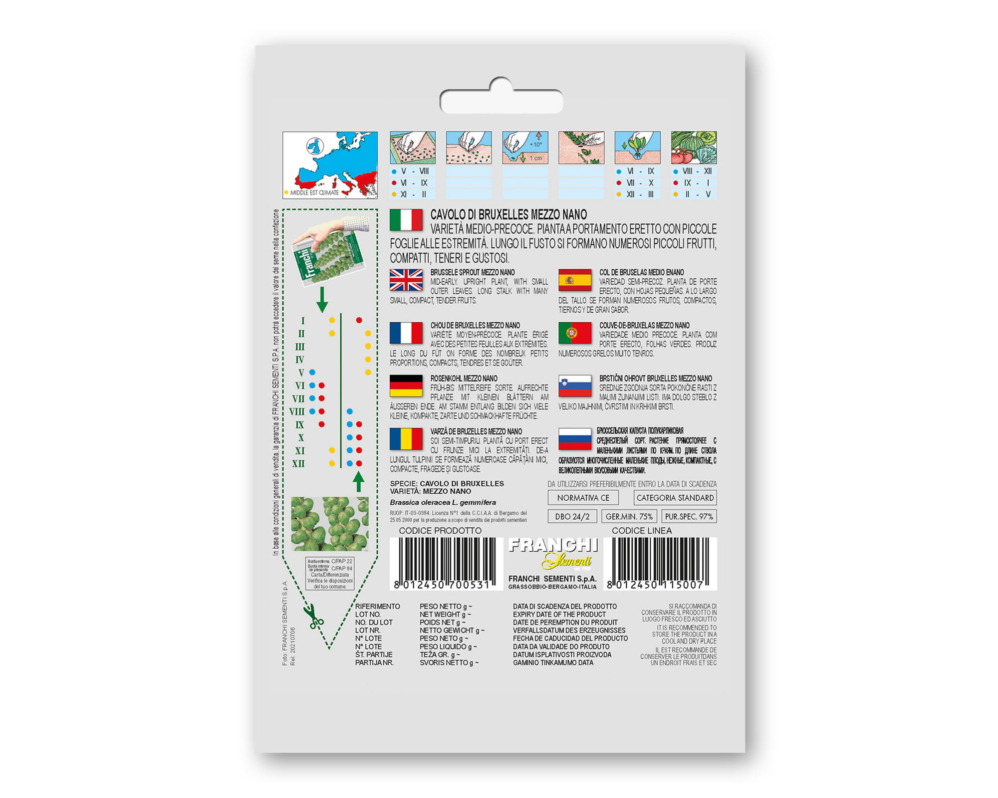 Semi di Cavolo di Bruxelles Mezzo Nano - Franchi sementi - immagine 2