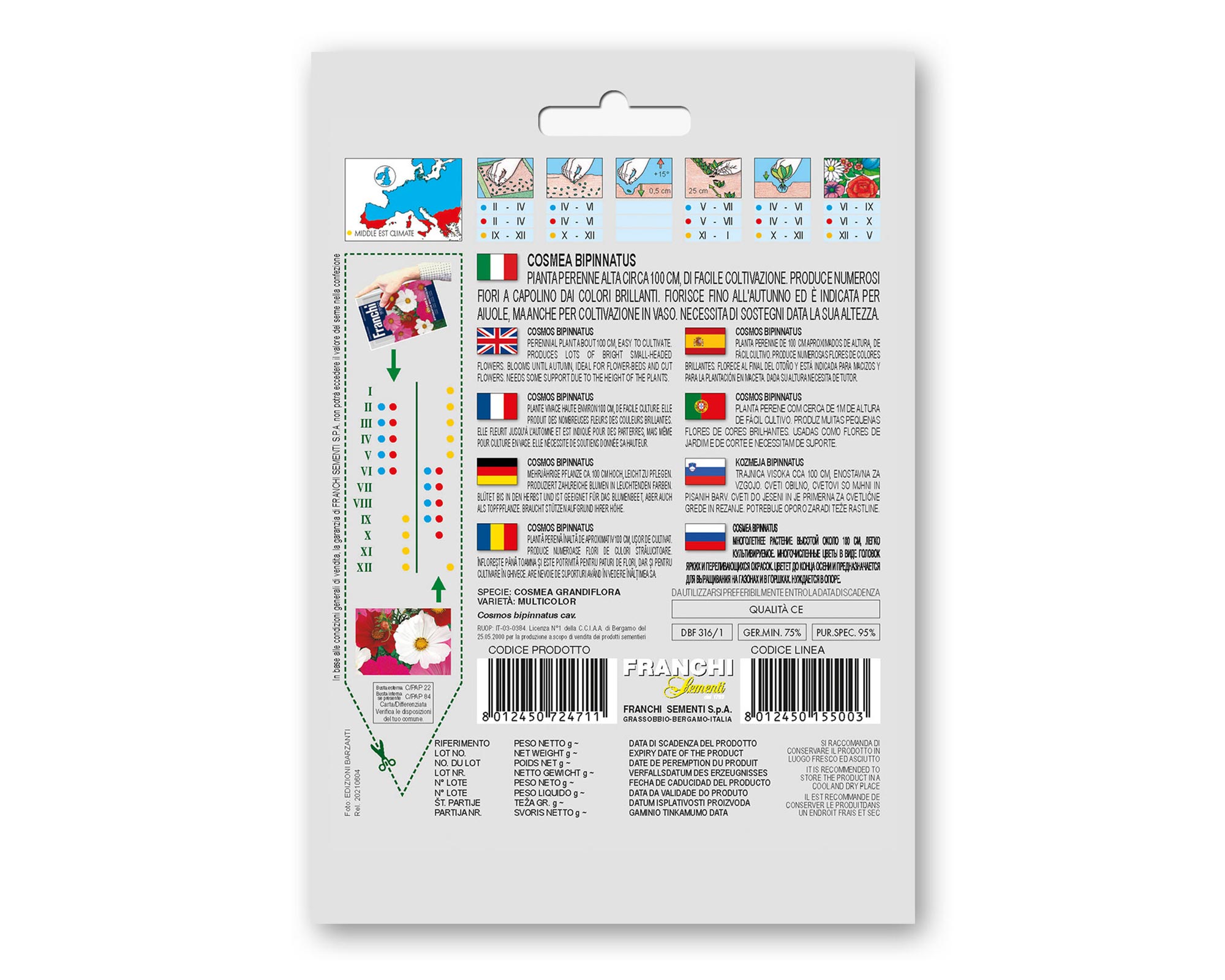 Semi di Cosmea Bipinnatus Multicolor - Franchi sementi - immagine 2