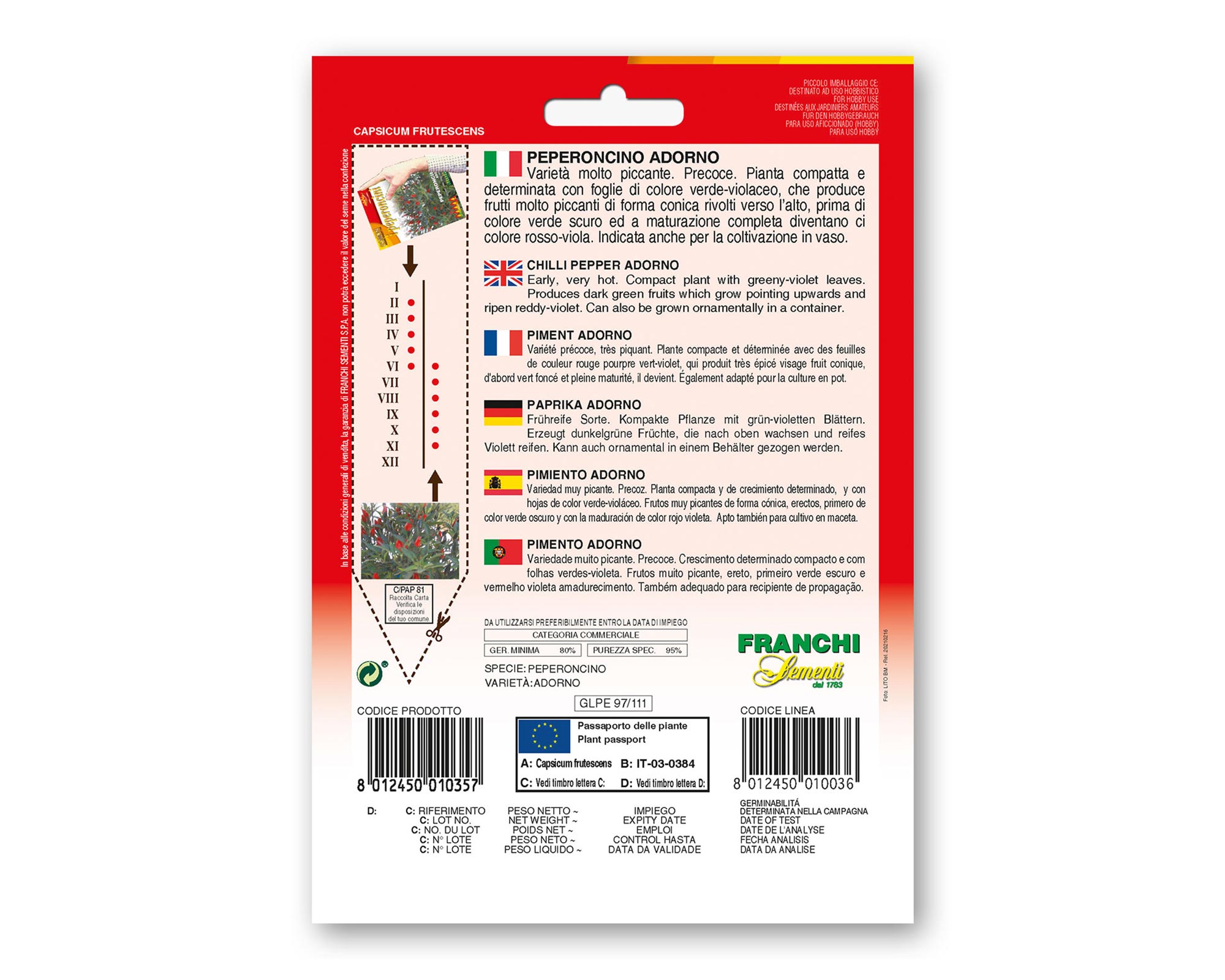 Semi di Peperoncino Adorno - Franchi sementi - immagine 2