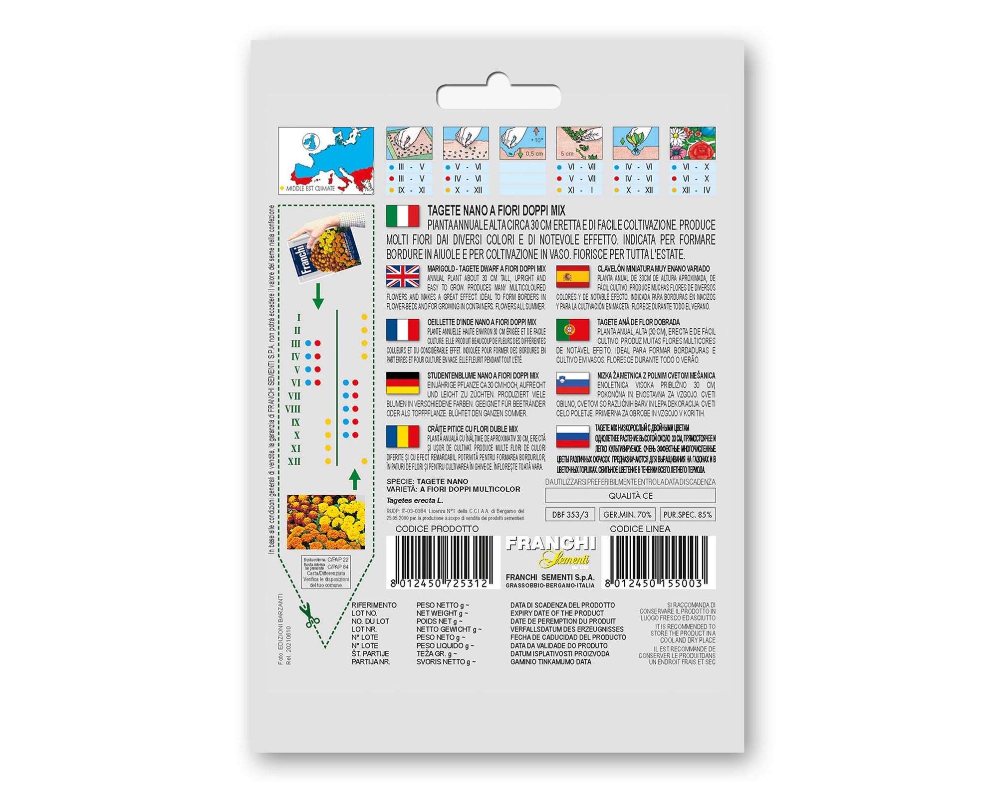 Mix Semi di Tagete Nano a Fiori Doppi - Franchi sementi - immagine 2