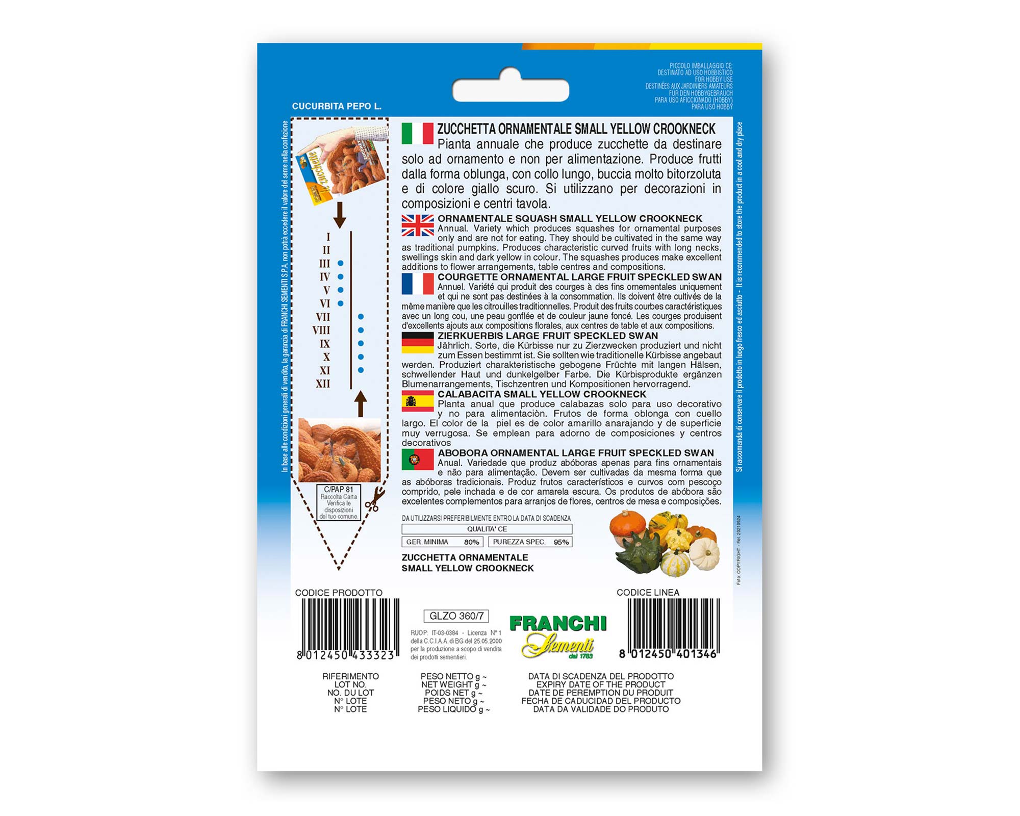 Semi di Zucchetta Ornamentale Small Yellow Crookneck - Franchi sementi - immagine 2