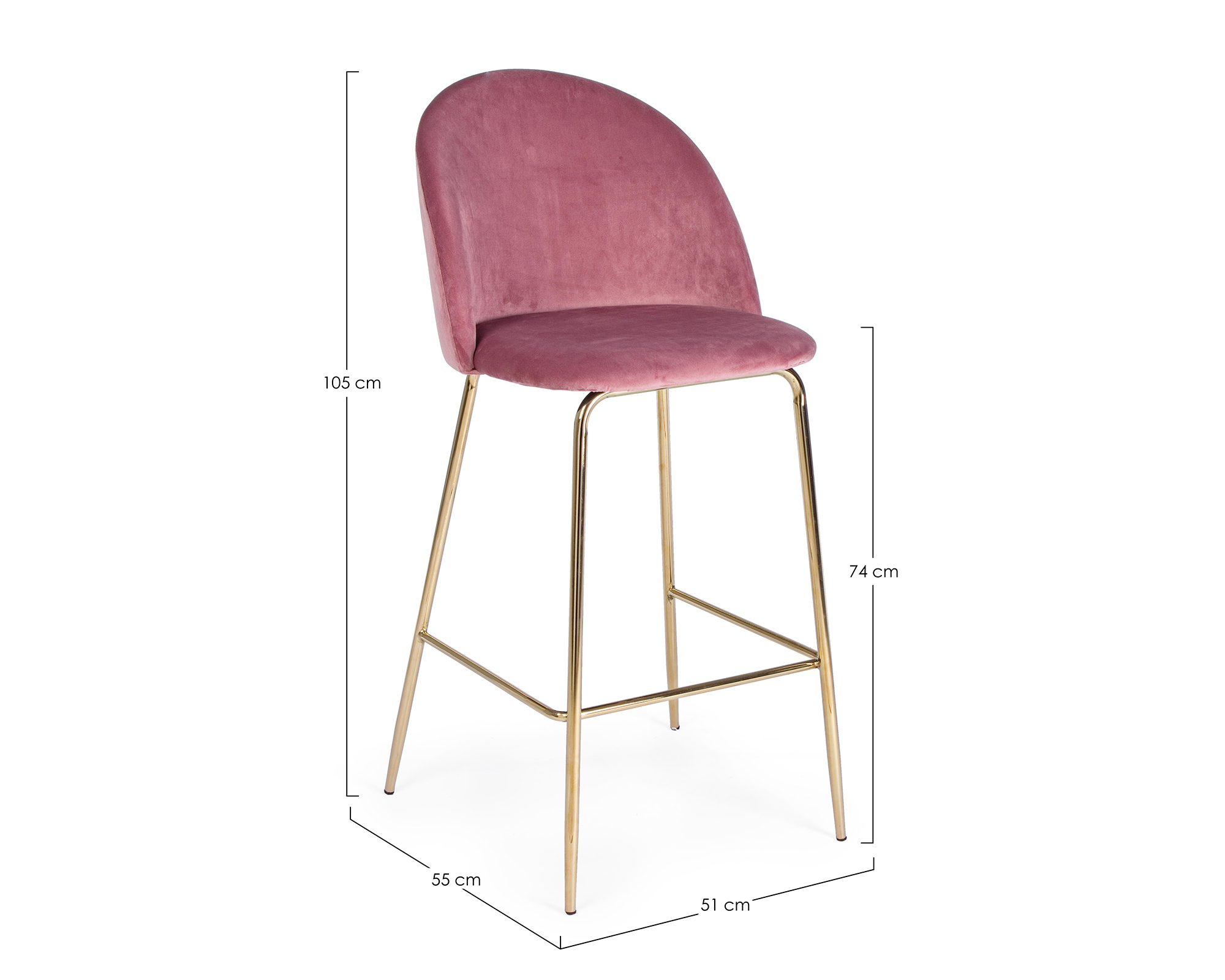 Sgabello Bar Carry Blush Velluto - Bizzotto - immagine 7