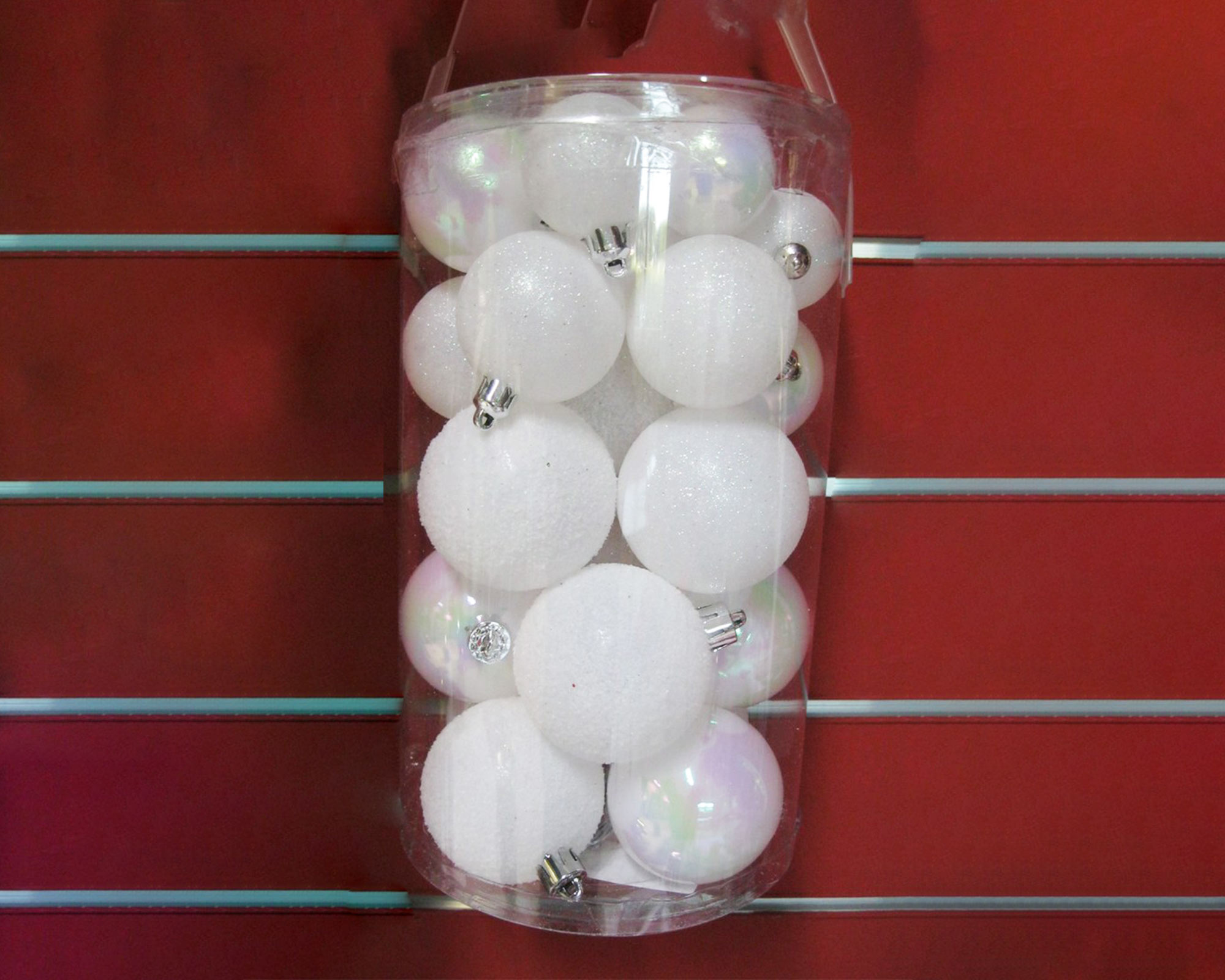 Box 30 Pz Sfere di natale di colore bianco